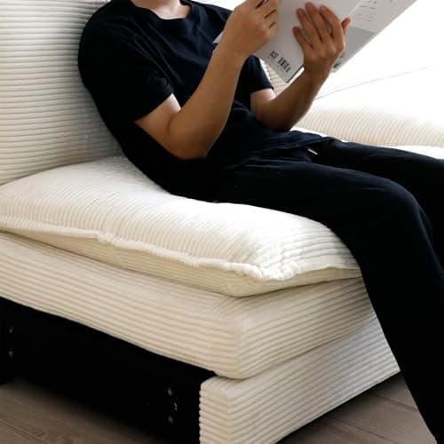 Antetek Beige Oversized Chaise Lounge Chair with Ottoman for Living Room