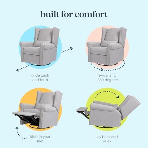 Misty Grey DaVinci Hayden Recliner & Swivel Glider, Greenguard Gold Certified