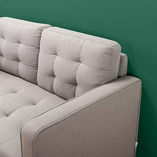 Zinus Benton Stone Grey Grid Tufted Sofa Couch, Easy Assembly
