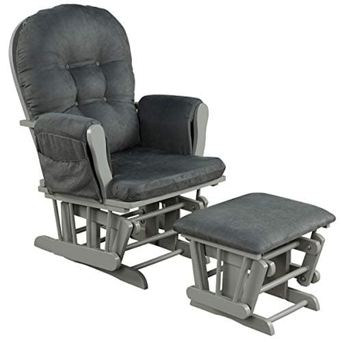 Costzon Light Gray Upholstered Glider with Ottoman and Storage