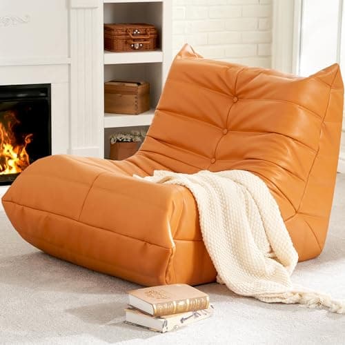Hobestluk Beige Giant Memory Foam Bean Bag Chair for Adults and Living Room