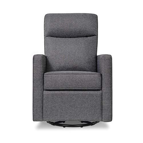Shadow Grey Gabby Polyester Pillowback Swivel Glider | Greenguard Gold & CertiPUR-US Certified