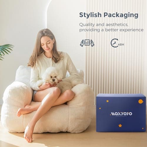 MAXYOYO Sherpa Tufted Bean Bag Chair, Living Room Sofa for Adults & Kids