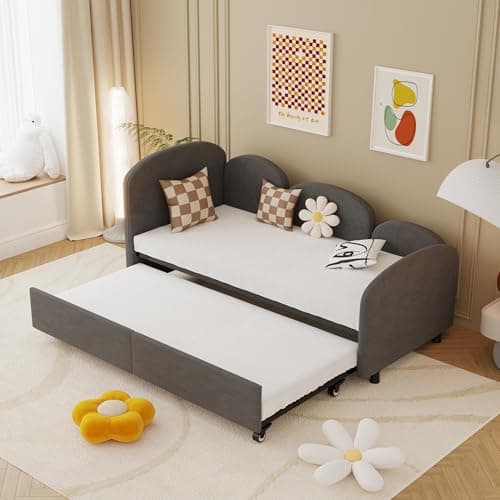 Pop-Up Twin Daybed with USB Port & Velvet Frame for Guest or Living Room