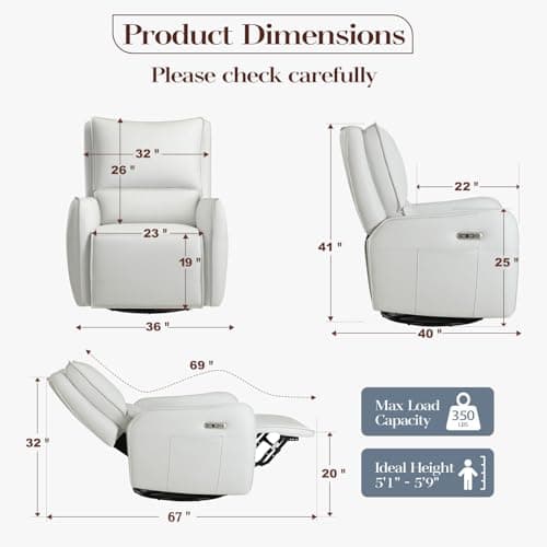 Electric Reclining Rocking Chair, Nursery & Living Room Glider
