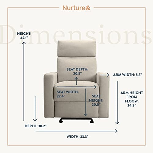Nurture Premium Modern Recliner Nursery Glider Chair | Spill, Stain Proof Fabric (Ivory)