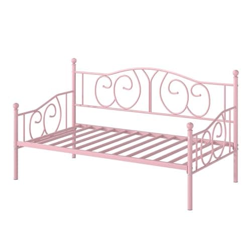 VECELO Metal Twin Daybed with Classic Headboard, White