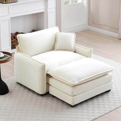Oversized Chaise Lounge Chair with Ottoman for Bedroom and Living Room, Grey