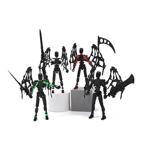 4PCS T13 Lucky Robot Action Figures, 5.54-inch Movable 3D Printed