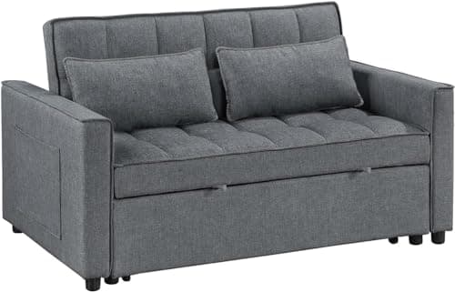 2-in-1 Convertible Loveseat Sofa Bed with Storage, Gray