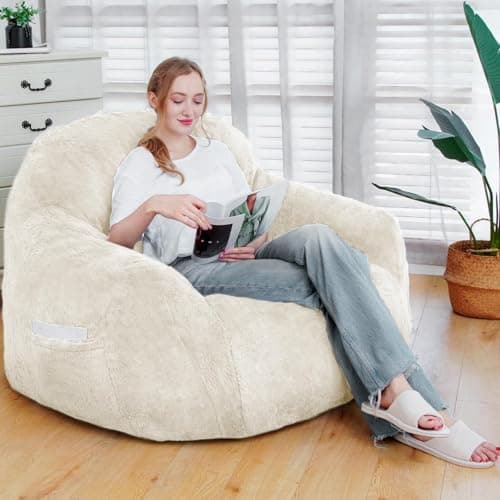 Giant Memory Foam Bean Bag Chair with Armrests (Grey)