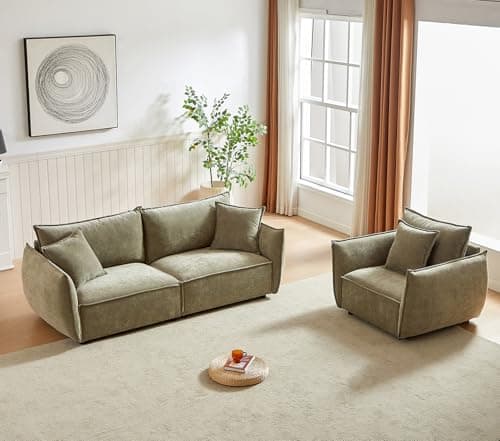 Antetek 88-inch Oversized Chenille 3-Seater Sofa, Green