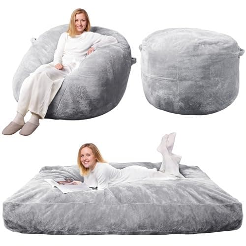 WLIVE Convertible Bean Bag Chair & Mattress, Grey