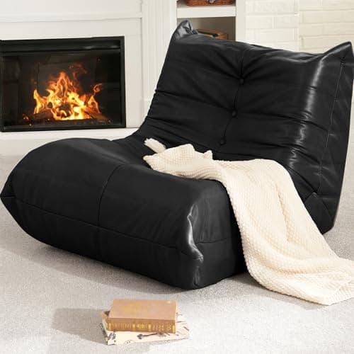 Hobestluk Beige Giant Memory Foam Bean Bag Chair for Adults and Living Room