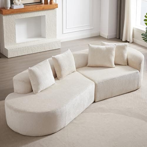 Oversized Curved Cloud Sofa, 114-Inch, Black & Modular for Living Room