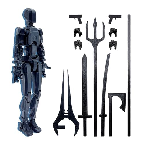 T13 Action Figure Set, 3D Printed Robo, Dummy & Titan Figures (Black)