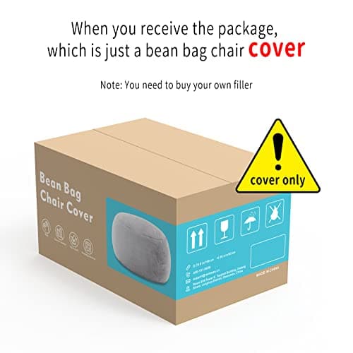 Dark Grey Big Round Soft Fluffy Bean Bag Chair Cover, Living Room Essential
