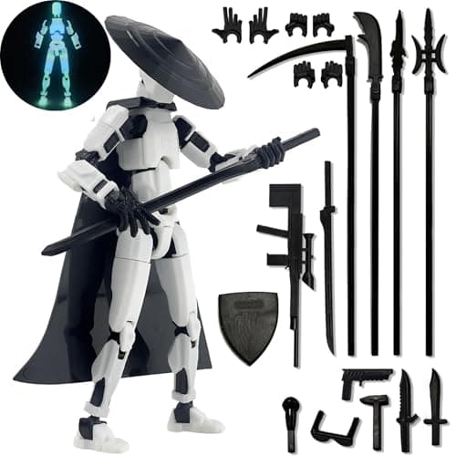 T13 Action Figure Accessories, Dummy 13 Multi-Jointed 3D Printed Toys (Black)