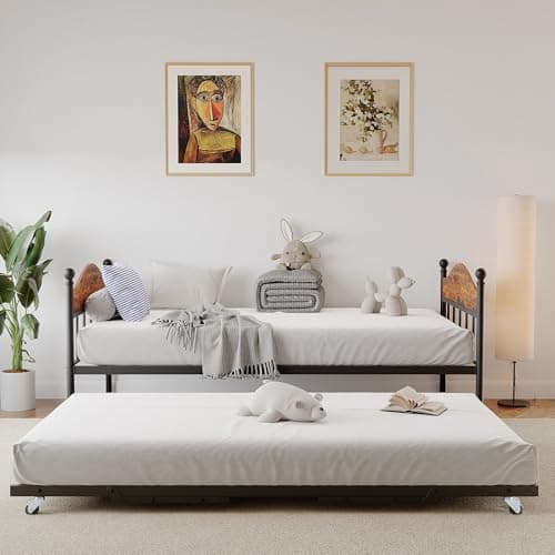 GAOMON Metal Twin Daybed with Pop Up Foldable Trundle, Perfect for Living Room and Guest Room
| GAOMON Daybed with Trundle and Heavy Duty Steel Slats Platform, Stylish Headboard for Bedroom
| GAOMON Metal Twin Foldable Daybed with Trundle, Ideal for