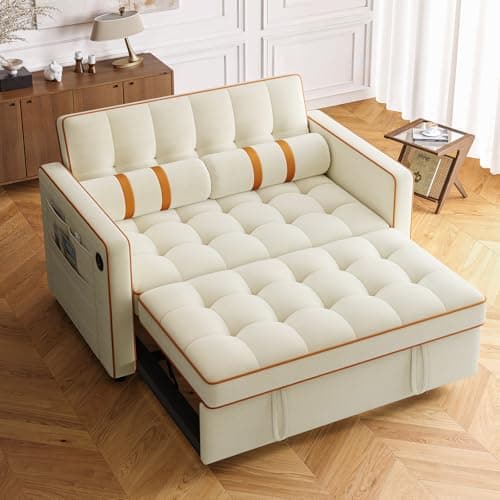 Amada 3-in-1 Convertible Couch Bed, Living Room Futon with USB Pockets (Grey)