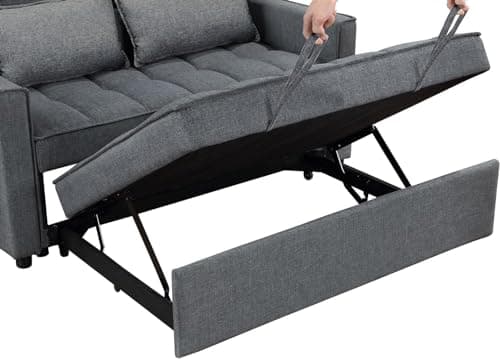 2-in-1 Convertible Loveseat Sofa Bed with Storage, Gray
