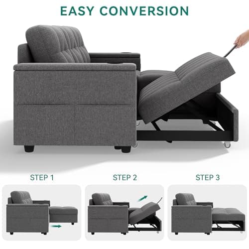 YITAHOME Double Sleeper L-Shaped Couch with Storage & USB Ports, Dark Gray