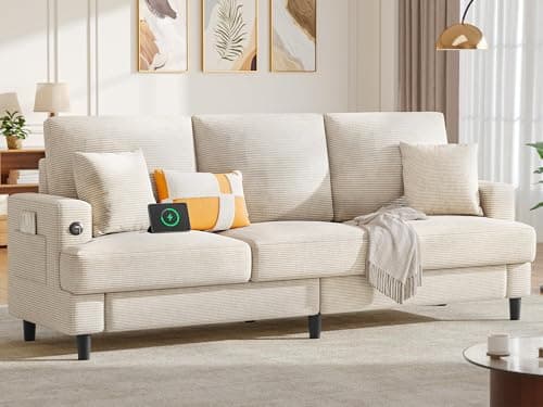 YITAHOME 88 inch 3 Seater Couch, Modern Grey Sectional Sofa for Living Room