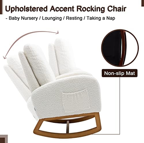Modern White Rocking Chair for Nursery and Kids