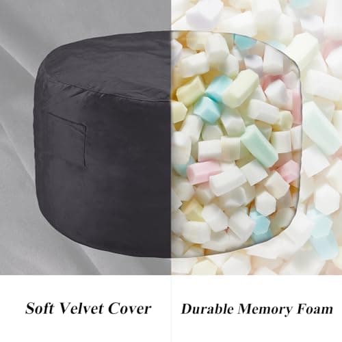 Grey 6FT Memory Foam Bean Bag Chair with Pocket & Handle