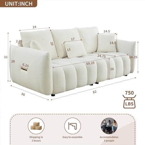 Modern 82 Comfy Teddy Cloud Sofa for Living Room, Bedroom, Office, Apartment