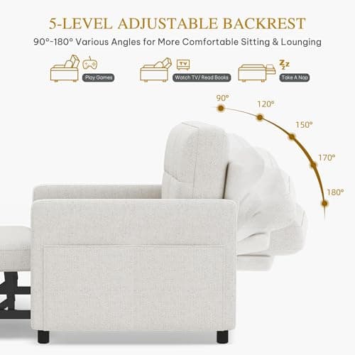 YITAHOME 55" 3-in-1 Convertible Sleeper Sofa with Iron Frame, Beige