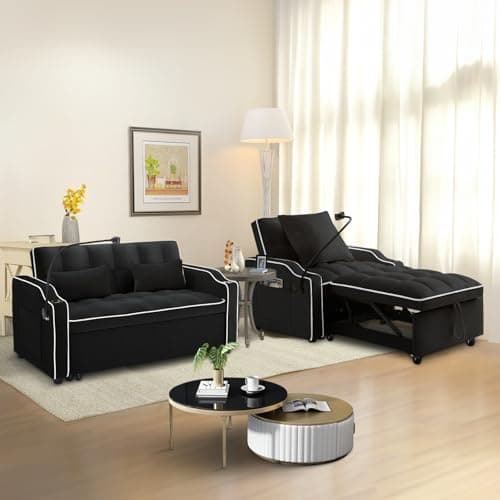 Modern Sleeper Sofa with USB & Type C Port - 3-in-1 Convertible Loveseat Futon for Living Room Apartment