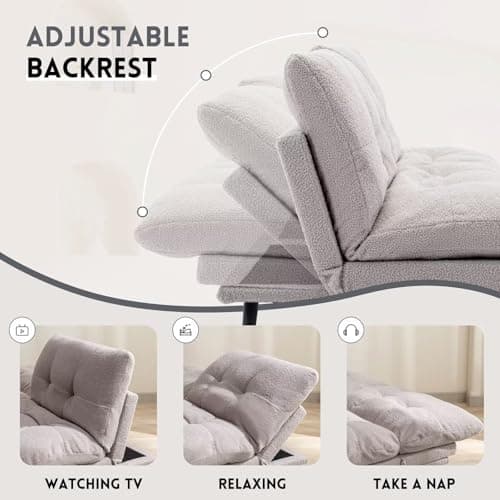 Modern Splitback Futon Couch Bed with Adjustable Backrest, Grey