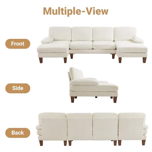 VINGLI Beige 4-Seat U-Shaped Sectional with Chaise for Living Room