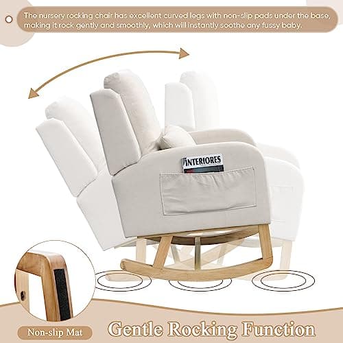 Beige Wingback Glider Chair for Nursery and Living Spaces