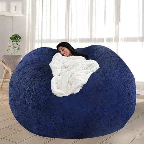 Giant Grey Bean Bag Chair for Adults and Kids, No-Fill, Stuffed Animal Storage