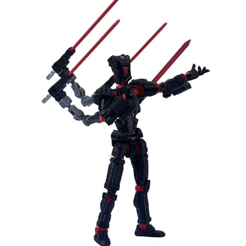 T13 Mission 13 Lucky Action Figures, 3D Printed Desk Toys (Black Red, 5.5")