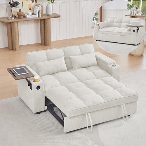 3-in-1 Queen Convertible Couch Bed Velvet Sleeper Sofa for Living Room