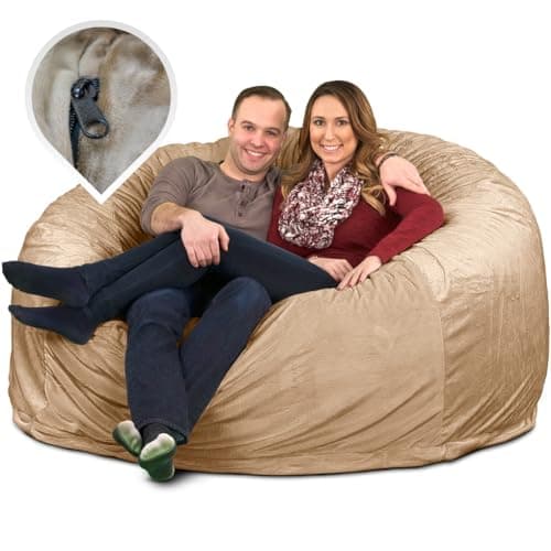 ULTIMATE SACK 6000 (6 ft.) Bean Bag Chair Cover, Burgundy Suede