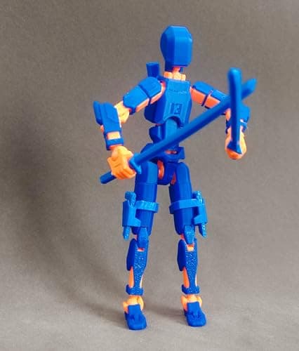 3D Printed T13 Action Figure, Collectible Articulated Dummy 13 Desktop Decor, Blue Orange