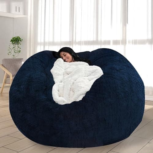 Giant Grey Bean Bag Chair for Adults and Kids, No-Fill, Stuffed Animal Storage