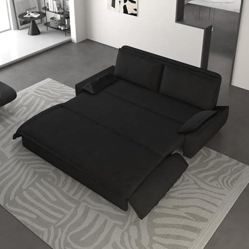 Luxury Grey 74.8" Pull Out Sofa Bed Velvet Couch (RV, Living Room)