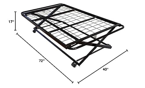 KB Designs Twin Size Metal Pop Up Trundle Bed Unit for Daybed, Black