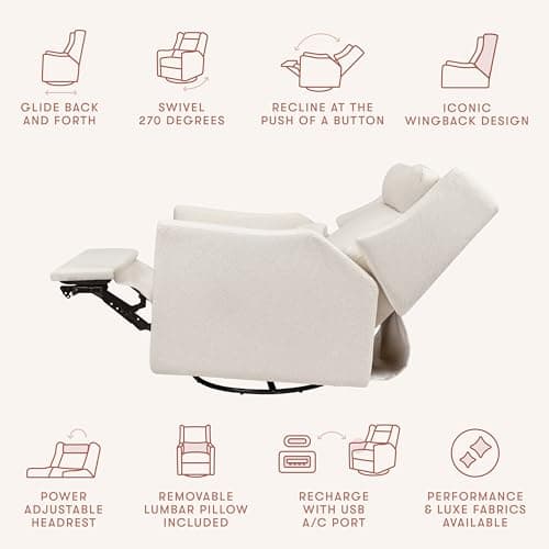 Babyletto Kiwi Power Glider Recliner, GREENGUARD Gold Certified, Cream