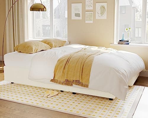 Offwhite Sherpa L-Shaped Pull Out Sofa Bed with Storage