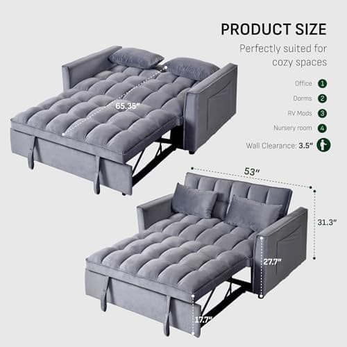 FLEXISPOT XCT4 3-in-1 Convertible Sofa Bed, Gray