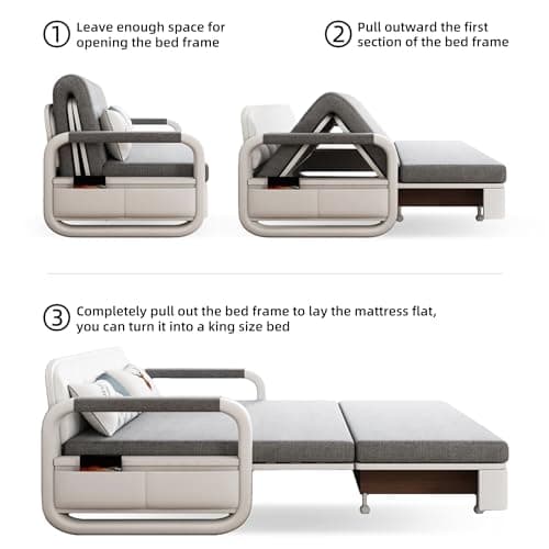 Extendable Sofa Bed with Storage, zioSofa Dark Grey and White