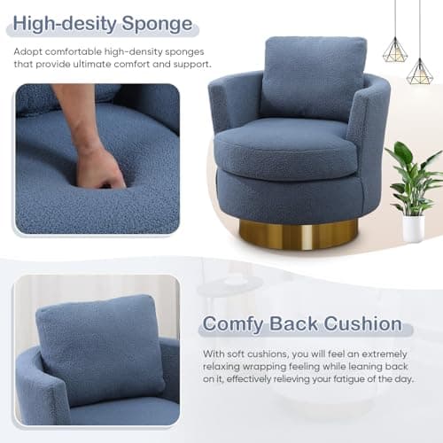 Antetek 2-Pack Swivel Barrel Chair, Blue, Living Room Accent Chair