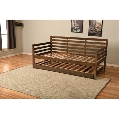 Kodiak Furniture Rustic Walnut Daybed with Pop Up Trundle, Up to 500 lbs Capacity