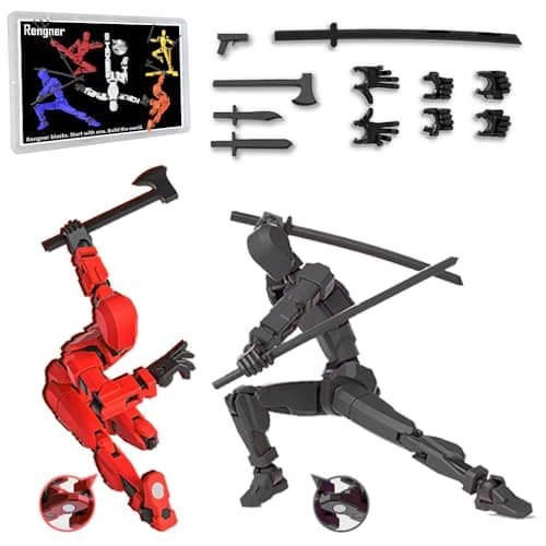 Pre-Assembled T13 Anti-Gravity Magnetic Action Figure Set (Red+Blue)